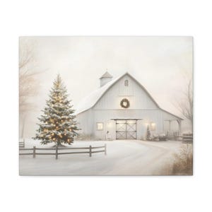 Rustic Christmas Barn Canvas Print: Farmhouse Holiday Wall Art image 7