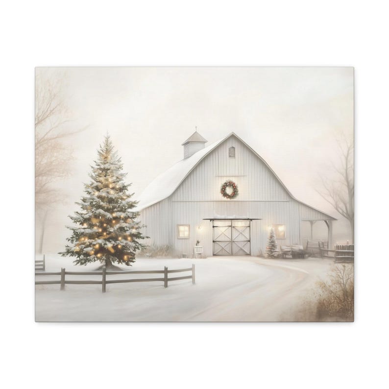 Rustic Christmas Barn Canvas Print: Farmhouse Holiday Wall Art image 7