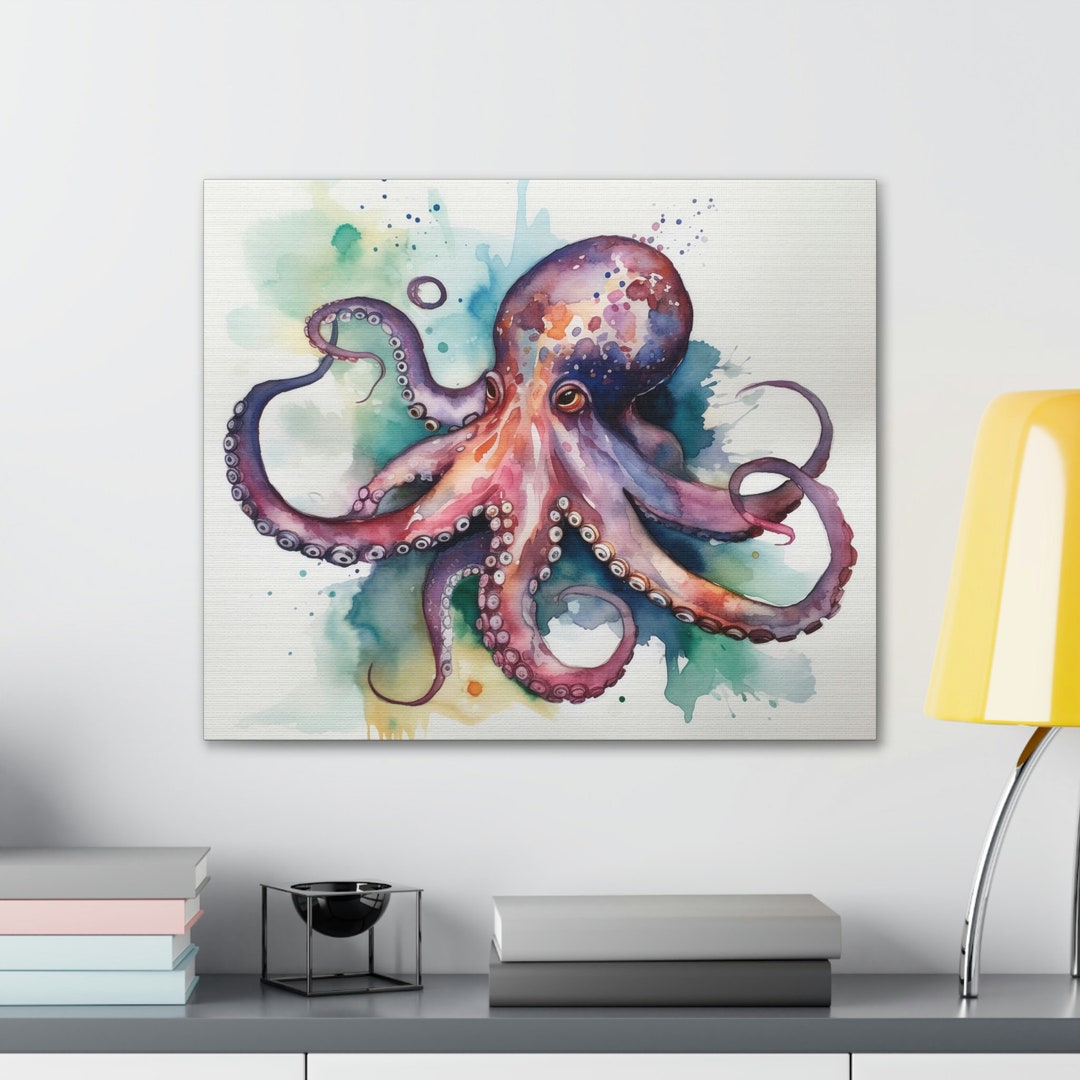 Octopus Canvas Wall Art Octopus Art Octopus Watercolor Print Octopus