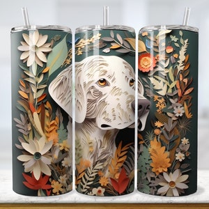 3D Dog Tumbler Wrap PNG 20 oz Skinny Tumbler Wrap PNG Quilled Dog Sublimation Design Digital PNG Cute Dog Tumbler Wraps Digital Download