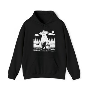 Bigfoot Lochness UFO Hoodie: Sasquatch Alien Sweatshirt Black