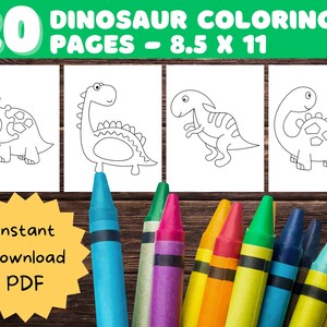 20 Dinosaur Coloring Pages Printable Dinosaur Coloring Pages Instant Download PDF Kids Dinosaur Cute Dinosaur Illustration Coloring Book