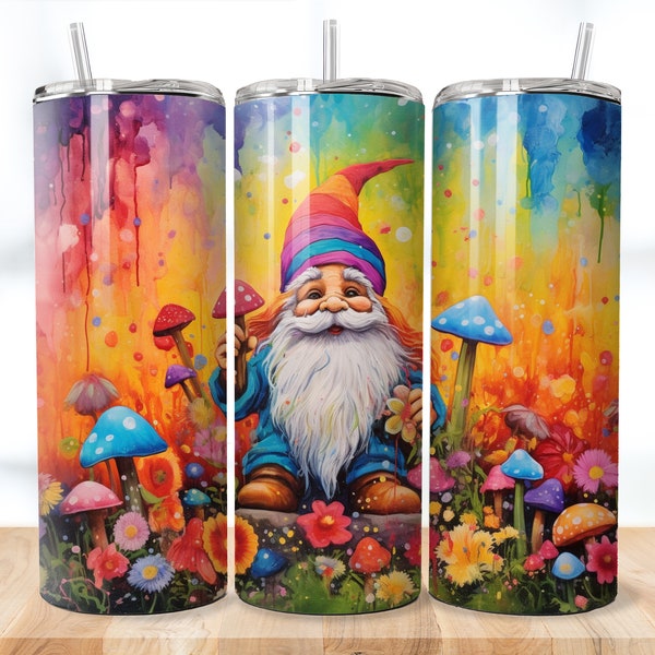 Hippie Gnome Tie Dye 20 oz Skinny Tumbler Wrap PNG Gnome Tumbler Wraps Skinny Tumbler Sublimation Wrap Digital Download Instant Download