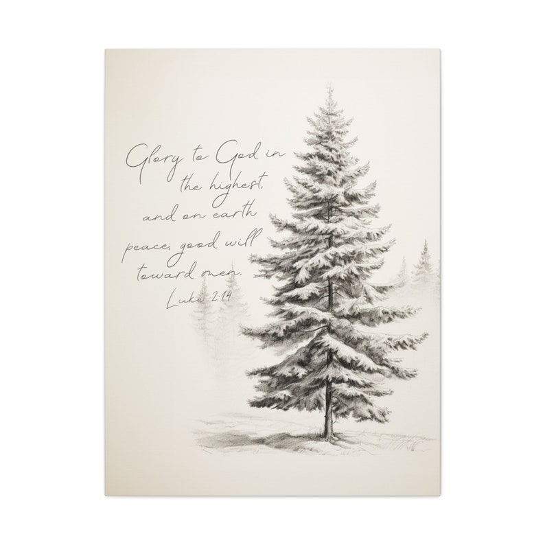 Christmas Tree With Scripture Canvas Art, Luke 2:14 Christmas Decor - Etsy