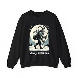 Merry Krampus Sweatshirt: Gothic Horror Christmas Sweater Black