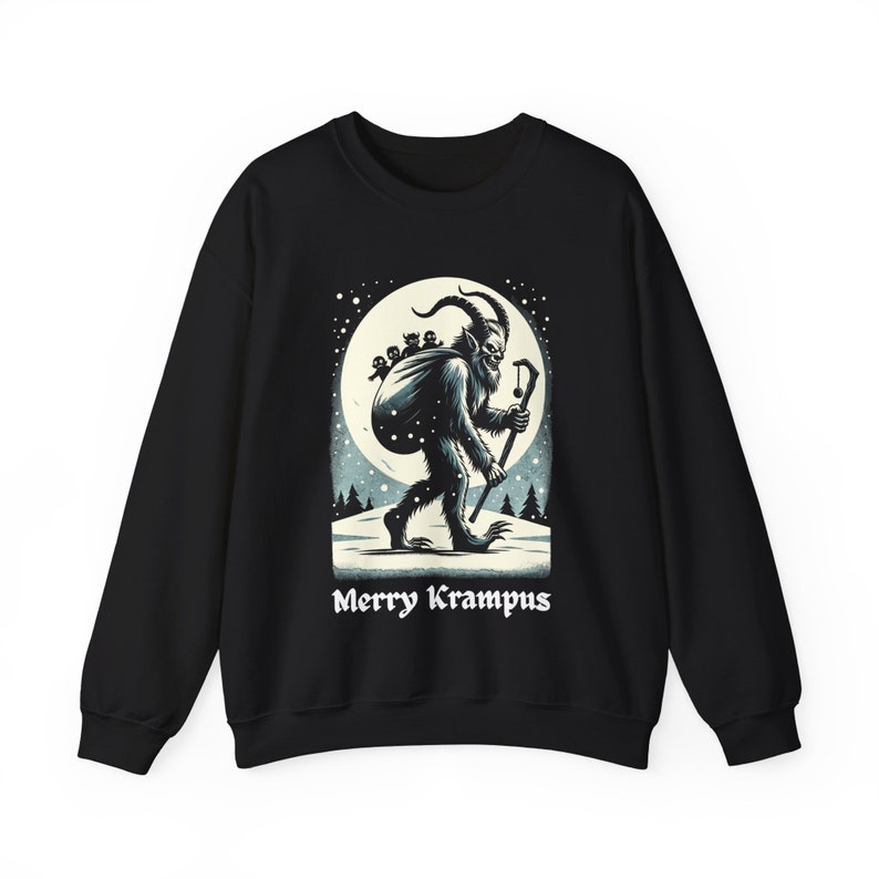 Merry Krampus Sweatshirt: Gothic Horror Christmas Sweater Black