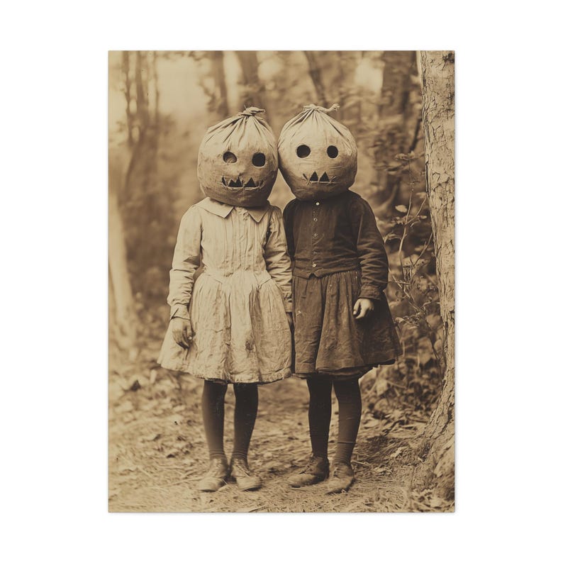 Creepy Children Halloween Canvas: Vintage Halloween Wall Art image 6