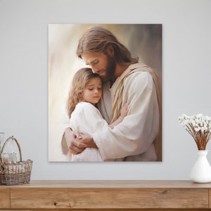 Jesus Comforting A Child, Peace Be Still, Jesus Wall Art, Ready to Hang Canvas Wall Art, Bible Art, LDS Art, Jesus Painting, LDS Art