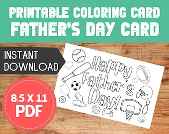 Father's Day Coloring Card for Kids (Digital Download PDF)