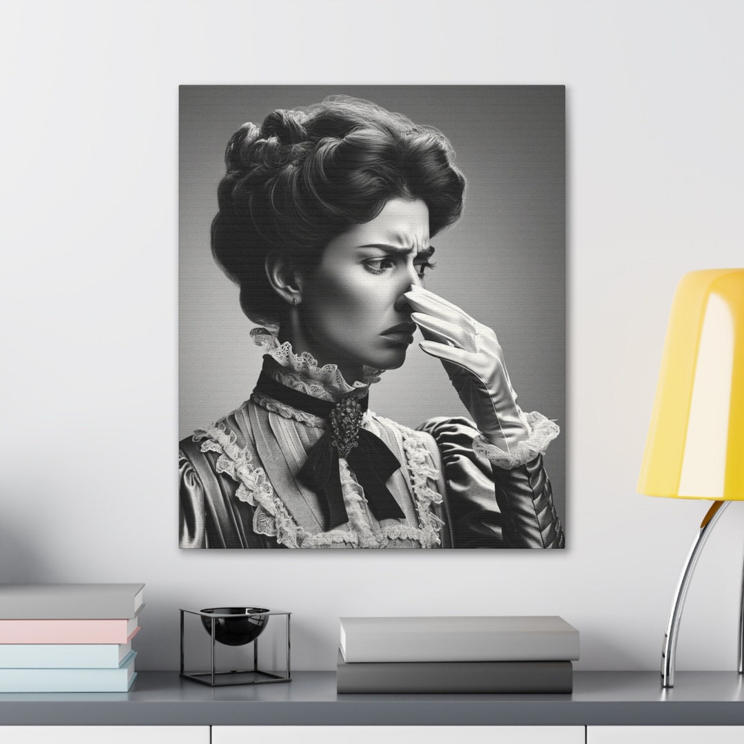 Funny Bathroom Wall Art, Victorian Lady Holding Nose Art, Weird Bathroom Art, Bathroom Decor ...
