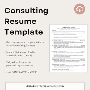 Consulting Resume Template Professional Editable Design instant Consulting Resume Template Professional Editable Design instant