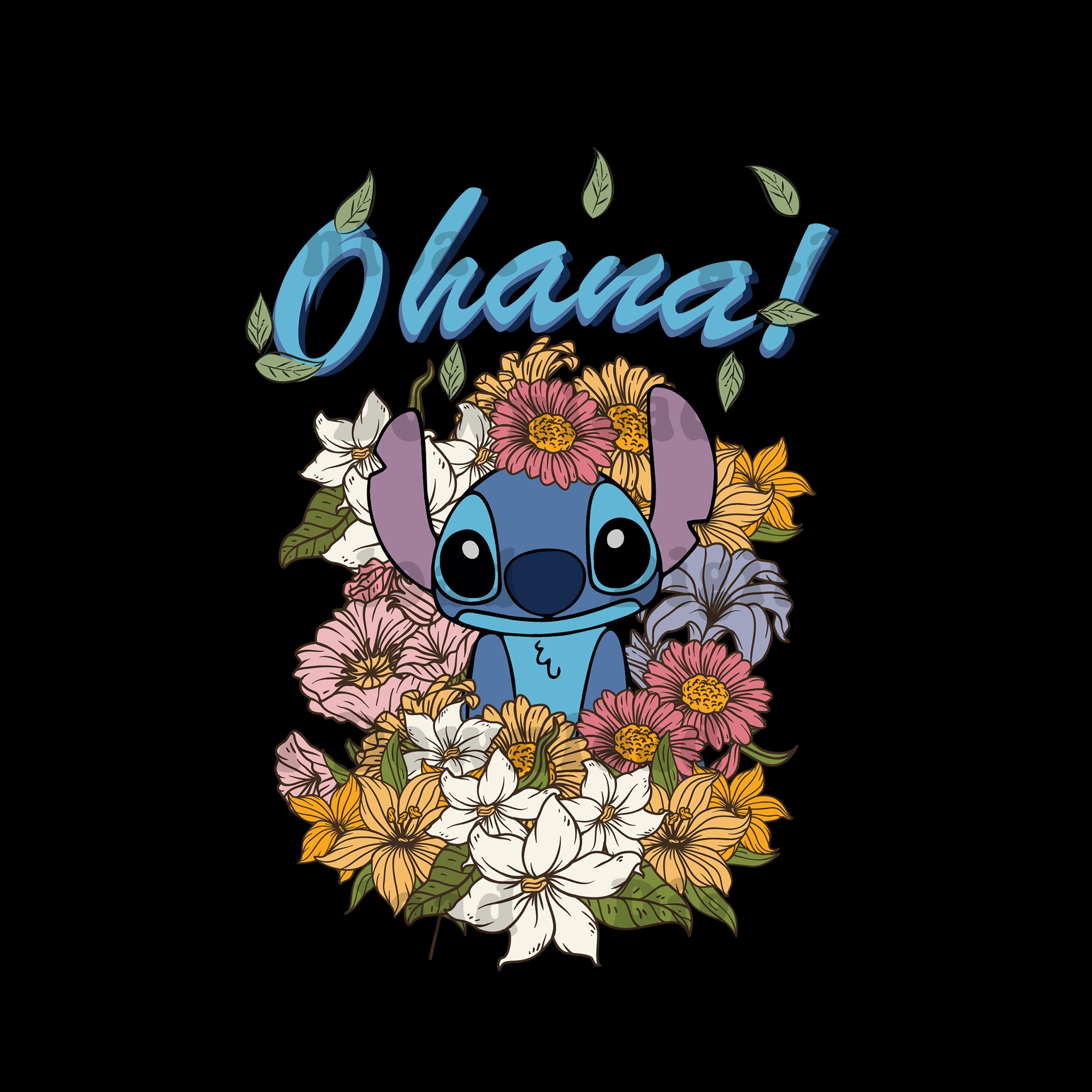 Lilo & Stitch Floral Flowers Png Ohana Png Stitch Ohana Png Etsy New Zealand