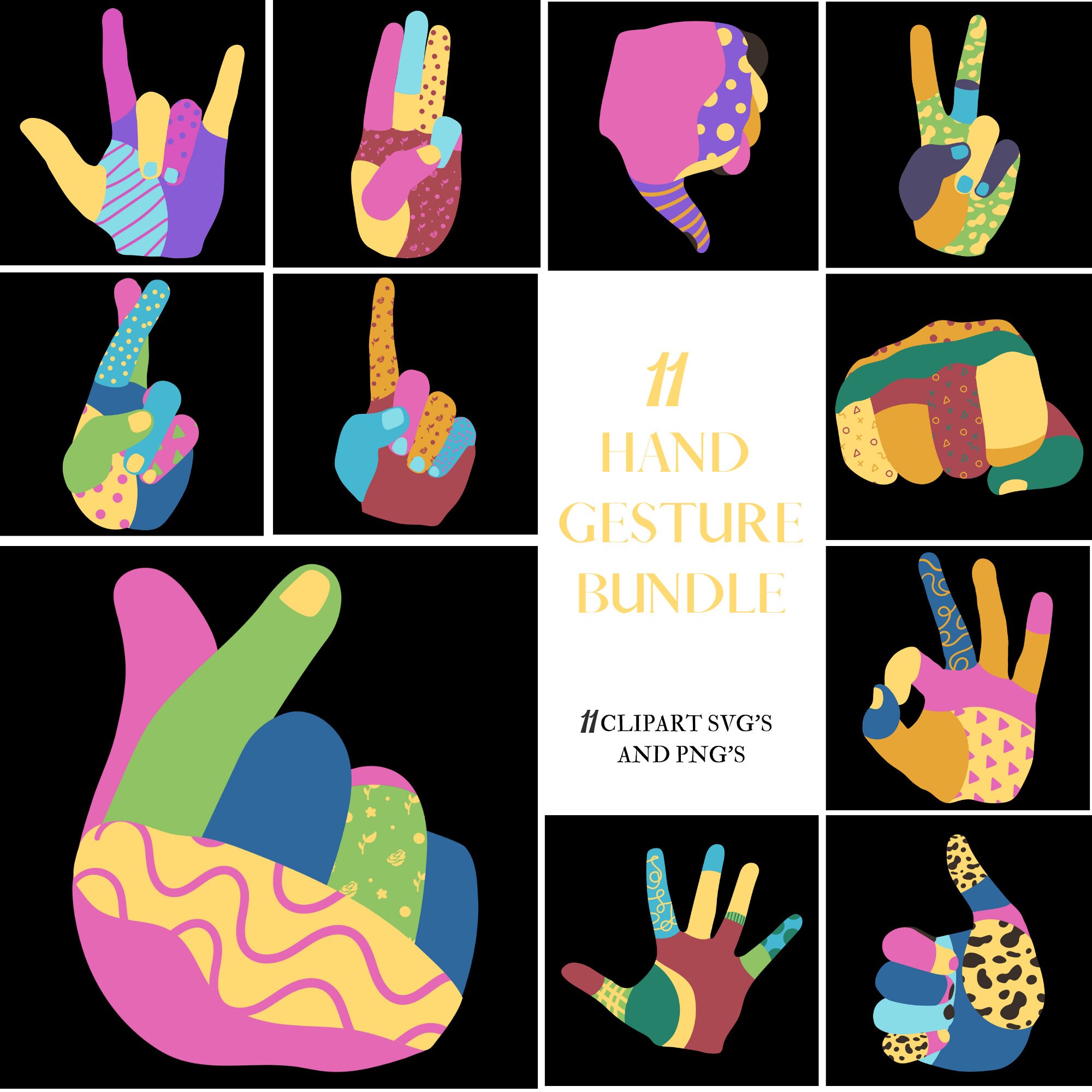 Hand Gesture Bundle Svg Hand Sign Bundle Svg and Png Instant Etsy