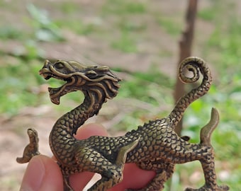 Einzigartige Fantasy Chinesische Drachen Figur, Antike Bronze Tier Beast Loong Antike Sammlung Orientalische Zivilisation Feng Shui Drachen Figur
