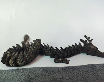 Solid Brass 3D Dragon Statue, Moveable Body Joints Dragon, Zodiac Dragon, Animal Tea Pet Ornament, Articulated Dragon Feng Shui Dragon Loong