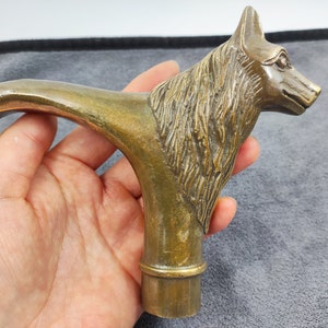 Solid Copper Dog Head Cane Ornament Antique Brass Dog Face Handle Vintage Style Walking Stick Victorian Cane Umbrella Topper Cast Metal Gift