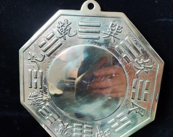 Tibet Temple Brass Yinyang Bagua, Fengshui Symbol Mirror, Exorcism Statue, Copper YING-YANG Symbol Chi Evil Blocker buddha decor meditation