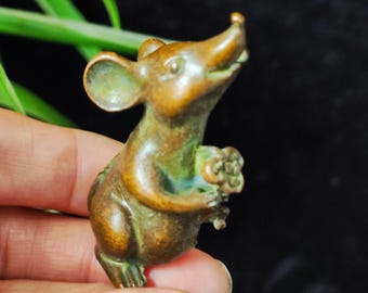 米俵の上のネズミ 幸運のお守り置物、日本の金属彫刻金運、JI6 - Etsy 日本