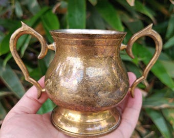 Arredamento per la casa, decorazioni Feng Shui, vaso vintage francese in rame con due manici, vaso rustico in rame, vaso da cucina in stile country francese M1