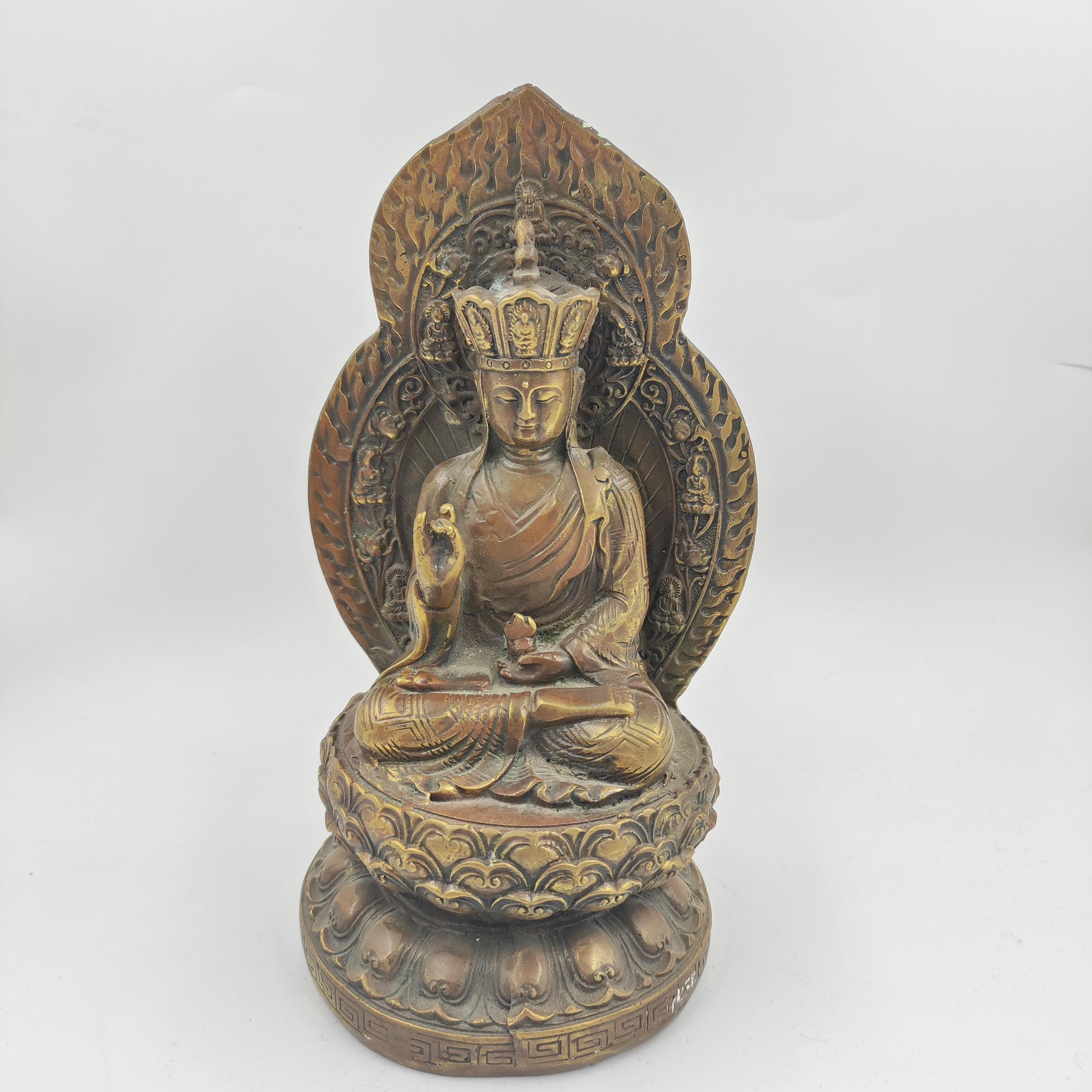 純真鍮製地蔵菩薩立像 Dizang pusa 銅像 ブロンズ真鍮製 チベット仏教 