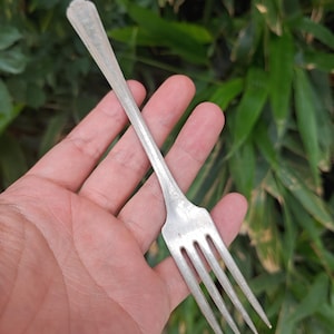 Vintage Silver Plated Serving Forks, French White Metal Cutlery, Tableware Forks, Antique silver plate forks, Sardine Fork Ornate Handle u12