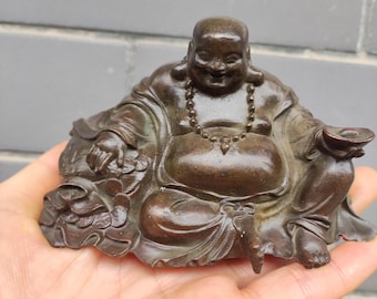Mini Lachen Buddha Statue Kupfer Mönch Statue für Auto Dashboard Dekoration Regale Details Geschenk Yoga Mandala Skulpturen Wohnkultur 1