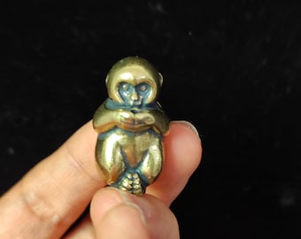 Copper art lucky monkey Pendant statue,Wild anmimal sculpture, wealthy monkey ornaments luckly monkey miniature,FengShui wealthy toy gift 1