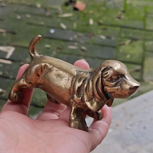 347g Vintage Dog Figurine, Copper Brass Dog, Brass Dog, Yellow Copper Dog Statue, Vintage Mid-Century Modern Dog Brass Ornament Figurine AA2