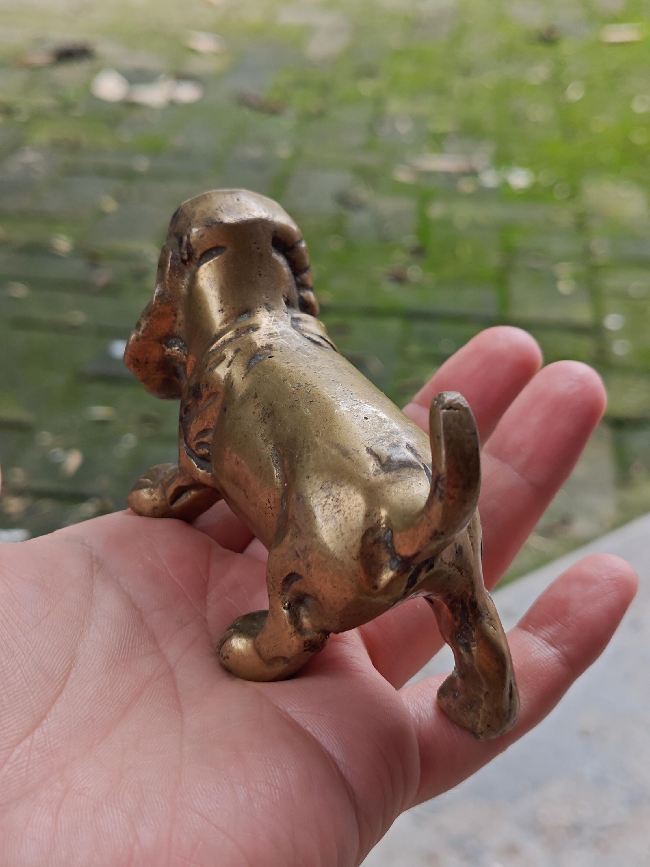 347g ヴィンテージ 犬の置物、銅真鍮製犬、真鍮製犬、黄銅製犬の像