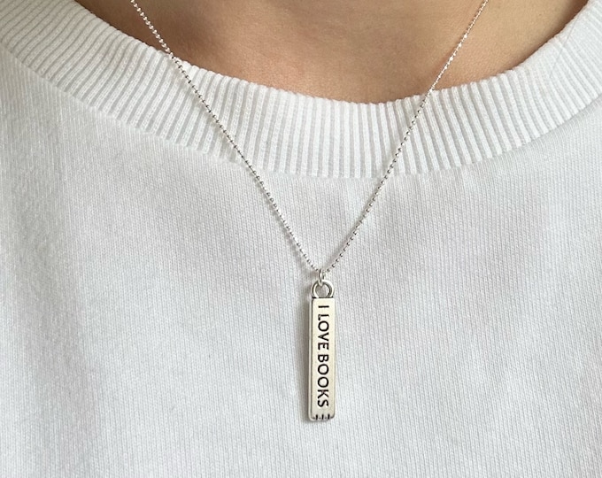 Book Lover Sterling Silver Necklace I Love Books Gifts For Women Who Love To Read Literary Jewellery Bookclub Present Nerdy Jewelry