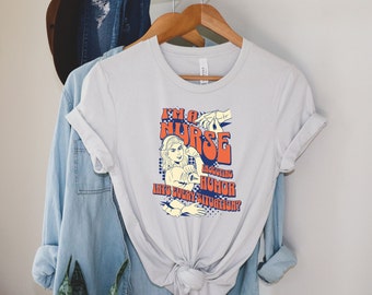 Camiseta de enfermera, camiseta divertida con humor sobre enfermería para mujer, regalo para enfermera titulada (RN), camiseta con estampado médico.