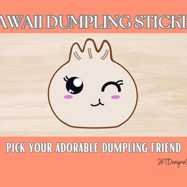 Kawaii Asian Dumpling Stickers, Adorable Cute Decal Dumpling vinyl sticker, fun & unique designs; For laptop, phone, car, hydroflask, bottle