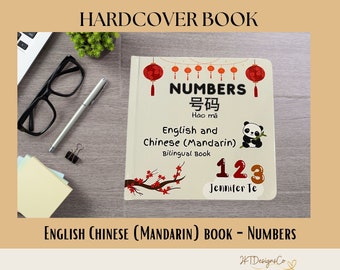 Numbers in English and Chinese (Mandarin) Bilingual Book - Hardcover Board Book Early Education | Learning Language | Kawaii art