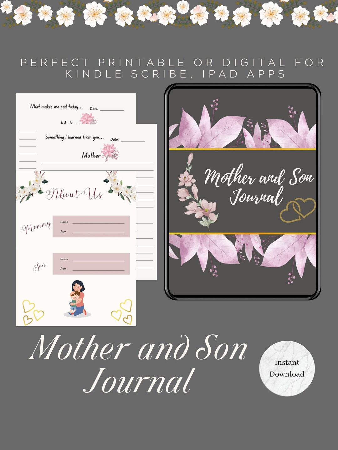 Mother and Son Journal - Printable | Digital for Tablets, Kindle Scribe ...