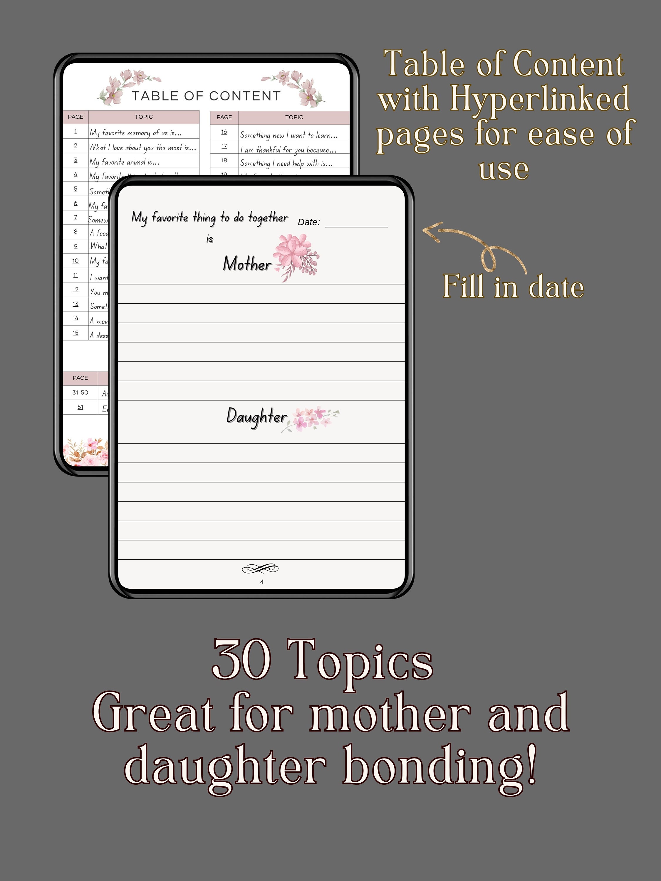 Mommy and Daughter Journal - Printable| Digital for Tablets,kindle ...