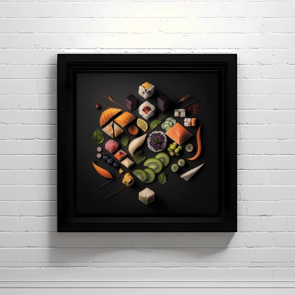 Sushi Knolling Art | Japanese Cuisine Photography | Kitchen and Restaurant Wall Decor |  Instant Download Digital Print