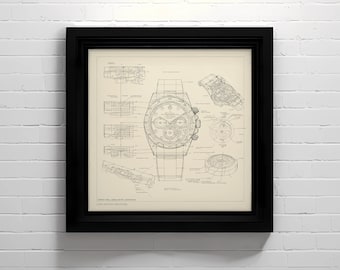 Analog Watch Diagram Art Print | Classic Timepiece Decor (Digital Download)