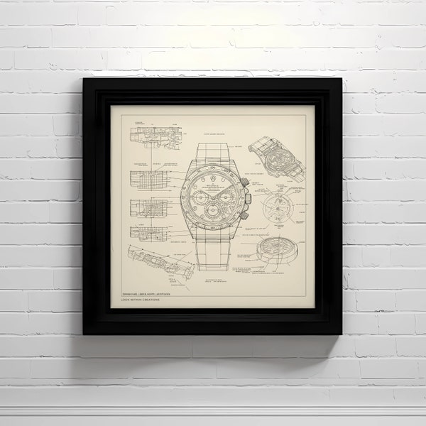 Analog Watch Artistic Diagram | Classic Timepiece Decor | Watch Enthusiast Wall Art | Instant Download Digital Print