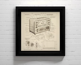Vintage Radio Diagram Print | Retro Electronics Wall Art (Digital Download)