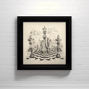 Chess Ballroom Künstlerisches Diagramm | Schach-Enthusiast Wanddekor | Schach Tanz Zimmer Kunstdruck | Sofort Download Digitaldruck