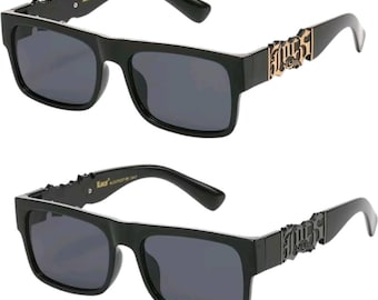 OG LOCS Medium Size Frame Black Gold Embed Sunglasses Men women savage sunglass with made Custom Cleaning Cloth/Bag