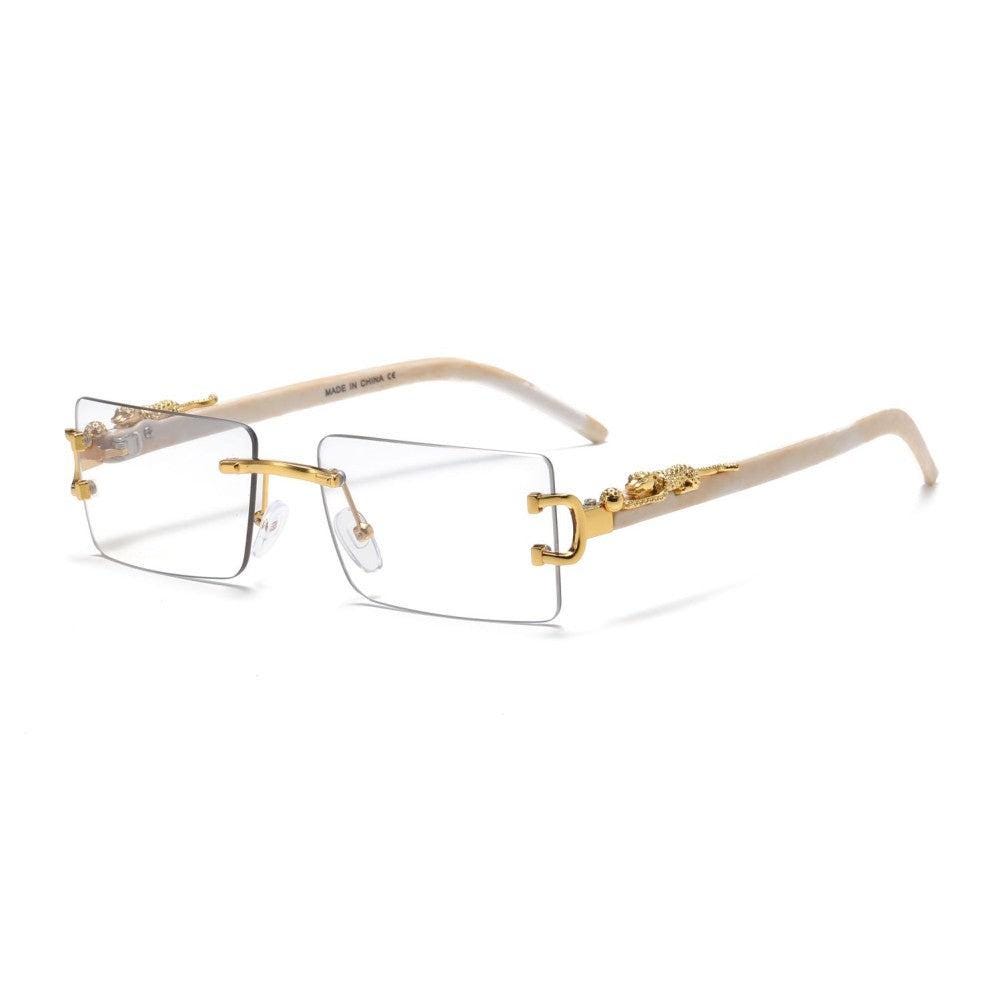 Tiger Frame Multi Colors Rimless UV400 Sunglasses Custom Cleaning Cloth ...