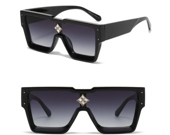 Thick Frame Square Oversized Diamond Center Sunglasses Luxury Trending Fashion Star Sunglasses, Y2k Luxury Star Sunglasses, Retro Star