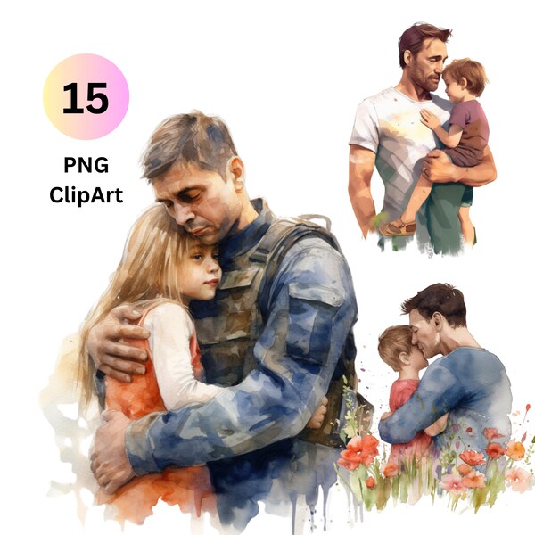 Father's Day, clipart, watercolor