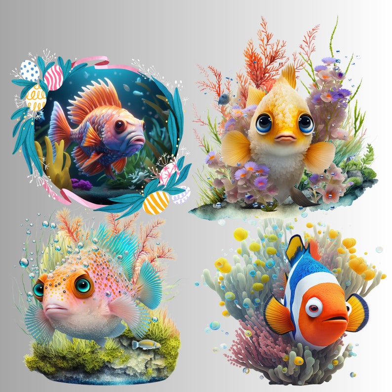 14 Fish Clipart Transparent Background - Etsy