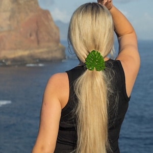 Velvet Monstera Hair Claw Clips
