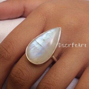 Rainbow Moonstone Ring, 925 Sterling Silver Ring, Handmade Ring, Statement Ring, Gemstone Ring, Boho Ring, Moonstone Ring, Gift for her