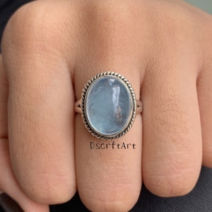 Aquamarine Gemstone Ring, 925 Sterling Silver Ring, Handmade Ring, Statement Ring, Gemstone Ring, Boho chic Ring, Gift For Her
