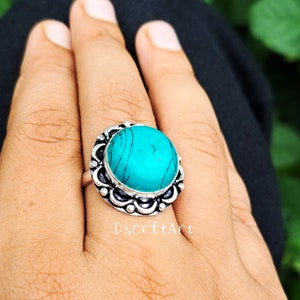 Turquoise Silver Ring, Turquoise Gemstone ring, Women Jewelry, handmade turquoise ring sterling silver gift for her birthday gift