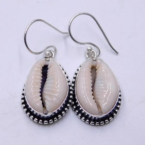 Cowrie shell Earring, Money cowrie shell Earrings, Sterling Silver Cowrie, Seashell Jewelry,Handmade Earrings, Gift for women